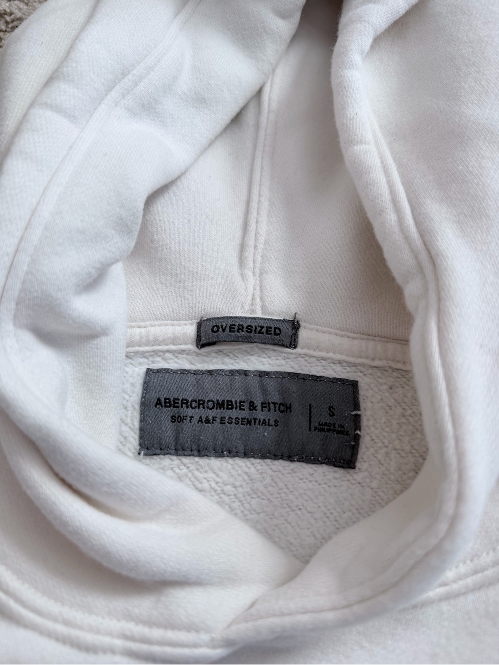 Abercrombie & Fitch Men's Off-White Pullover Hoodie Sweatshirt - Picture 3 of 3